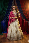 Designer Ivory & Pink Handwork Wedding Lehenga