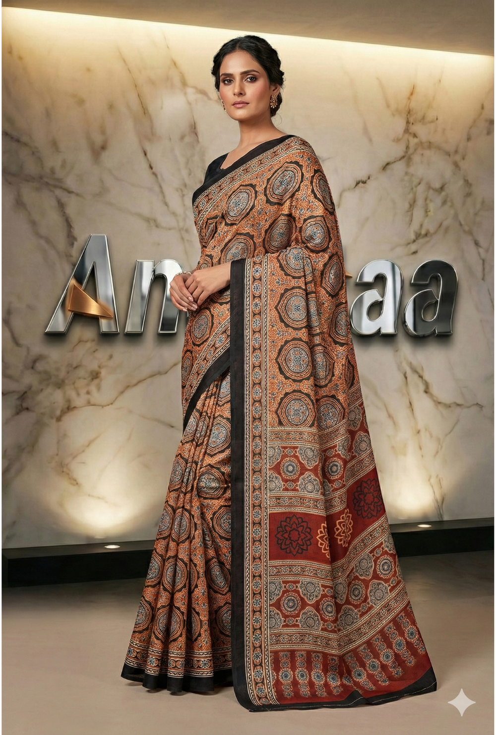 Ajrakh Print Saree