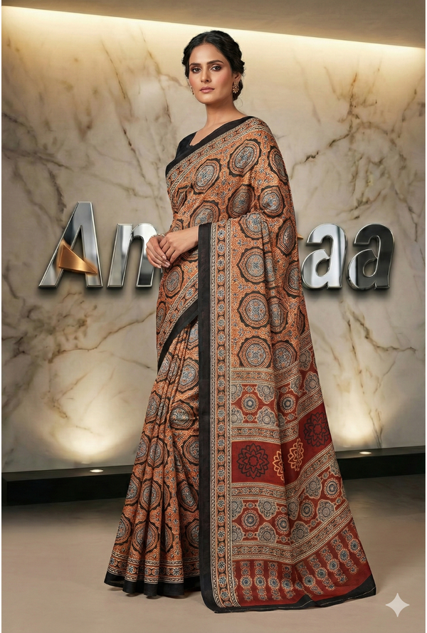 Ajrakh Print Saree