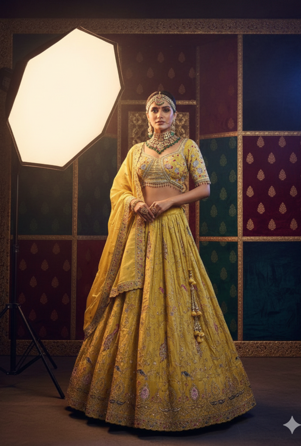 Mustard Silk Heavy Handwork Bridal Lehenga Choli