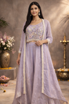 Elegant Handwork Indo-Western Choli Palazzo Set with Shrug – Festive Special