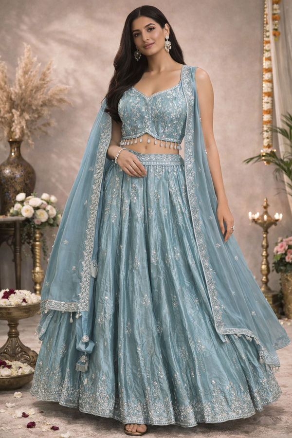 Elegant Siphon Crepe Crop Top – Stylish Festive & Party Wear